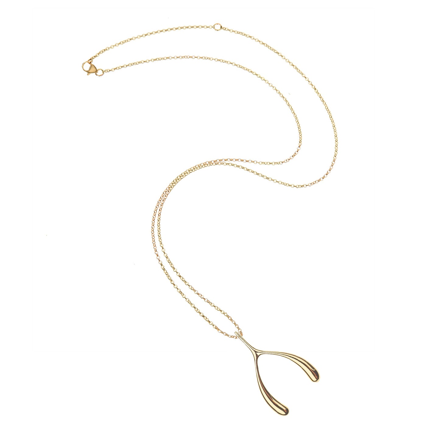 LUCKY Gold Wishbone Pendant