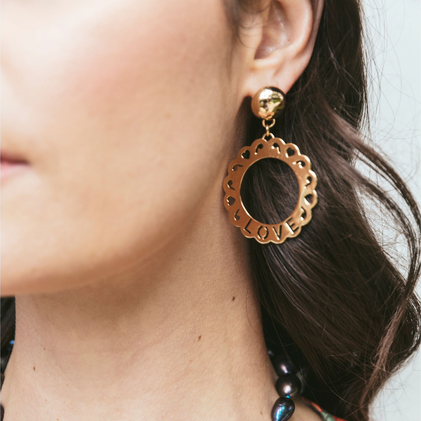 LOVE Cutout Disk Earrings