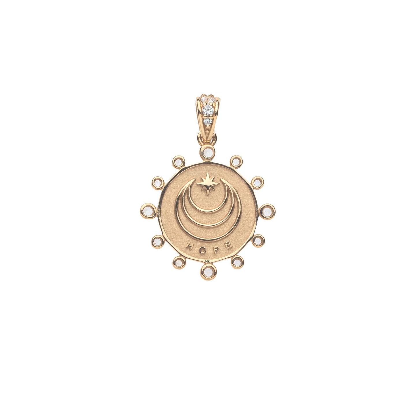 HOPE Petite Embellished Coin in Solid Gold