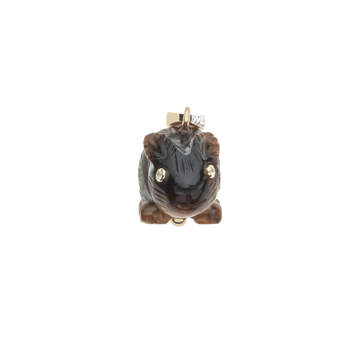 LUCKY Carved Tiger's Eye Rabbit Pendant in Solid Gold