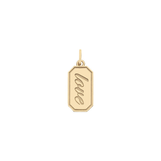 LOVE Tag Engravable Charm in Solid Gold