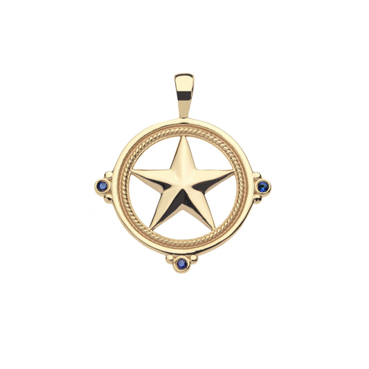 Texas JW Star Cutout Pendant with Blue Sapphires